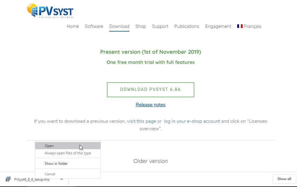 Open the PVSyst installation Package