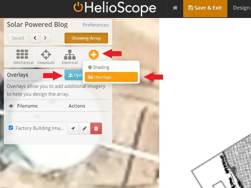 uploading the CAD drawing into HelioScope